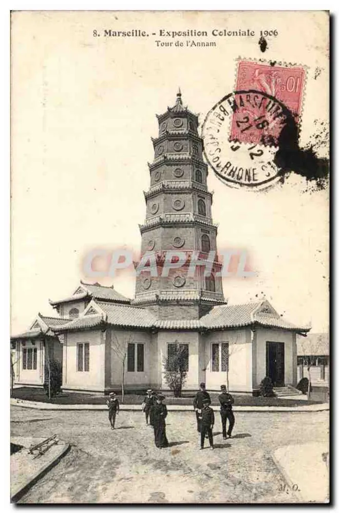 Marsiglia - Esposizione Coloniale 1906 - Torre dell'Annam - Recto