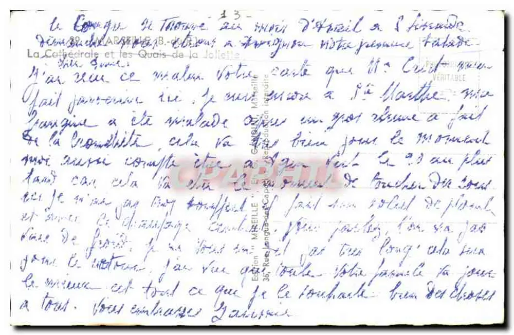Die Kathedrale und die Quais-de-la-Joliette — Marseille — Mireille - Rückseite