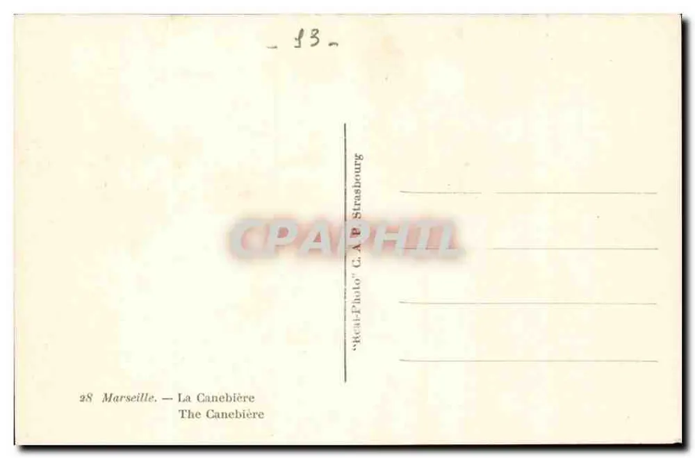 A Praça da Bolsa — Marselha — editor C.A.P. Strasbourg - Verso