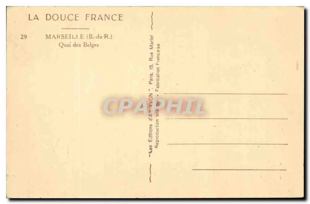 Place de la République — Marselha — Edições d'Art VON - Verso