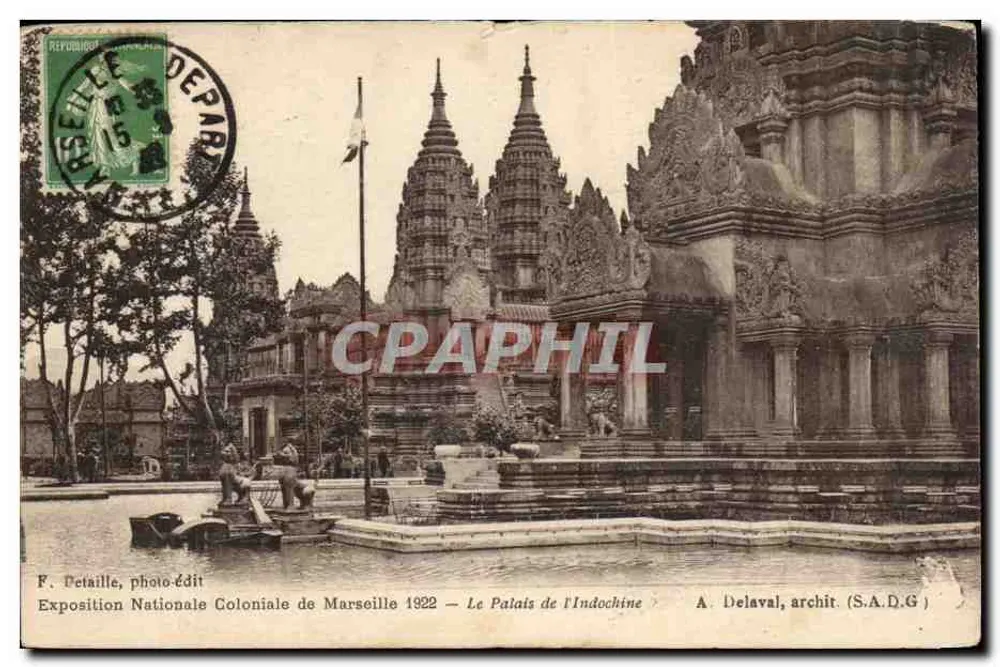 Das Palast der Indochina — Nationale Kolonialausstellung von Marseille 1922 — F. Detaille, photo-Edit - Vorderseite