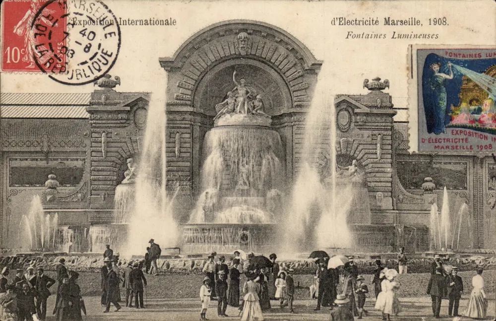 Fontaines Lumineuses — Internationale Elektrizitätsausstellung Marseille, 1908 — Amateurfoto Vincent - Vorderseite