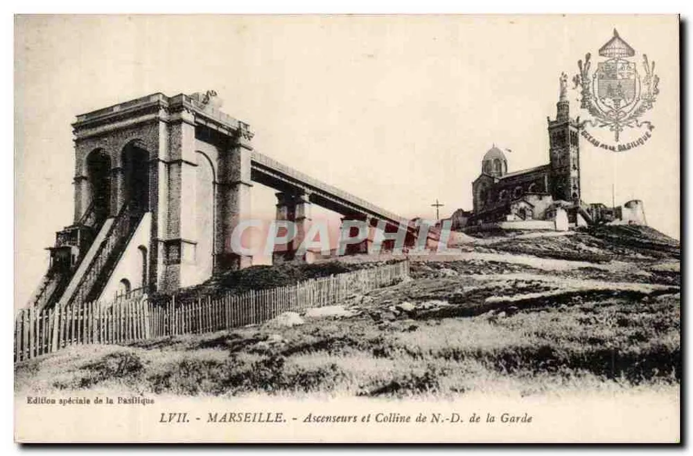 Marseille - Ascenseurs et Colline de N.-D. de la Garde - Édition spéciale de la Basilique LVII - Recto