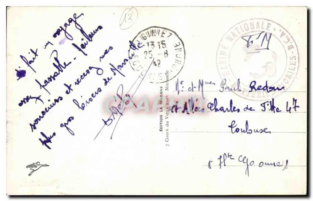 Marseille — Abfahrt eines Postschiffes und Leuchtturm der Désirade — Édition La Bégone - Rückseite