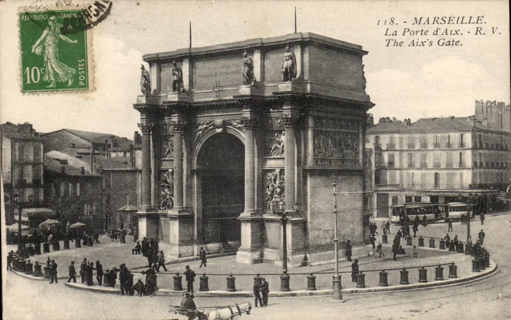 Marseille — A Porta de Aix — R. V. — Edição R. Vivares, n°118 - Frente