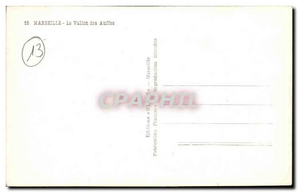 O Vallon dos Auffes — Marselha — Edições « Ryner » - Verso