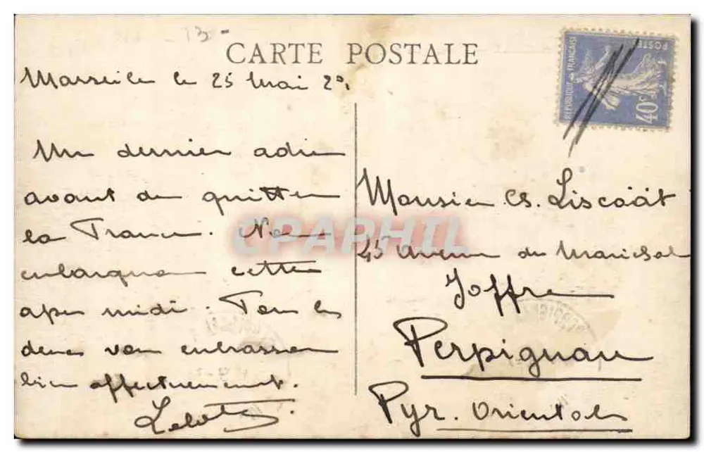 MARSEILLE — Quai dos Belges — Editor não identificado, número de série não visível - Verso