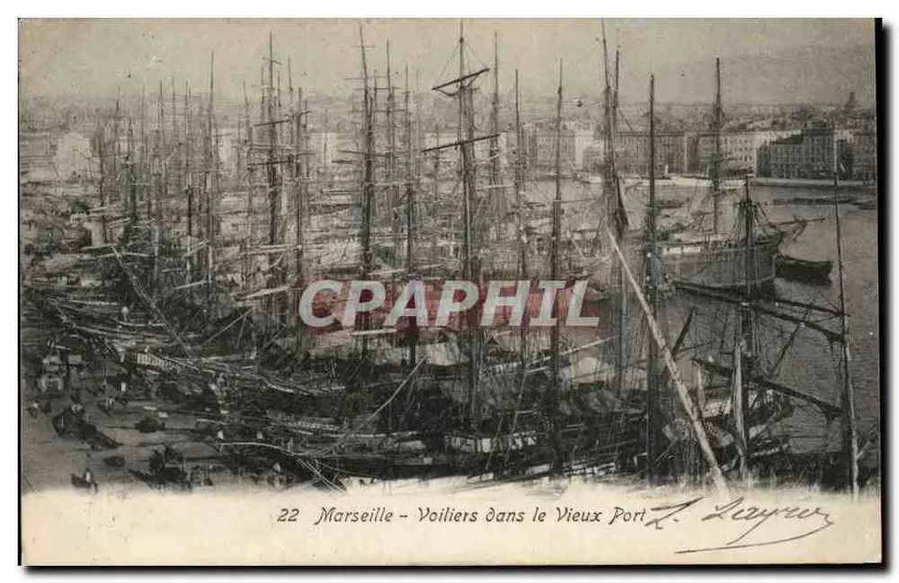 Marseille - Segelschiffe am alten Hafen - Z. Layeur - Vorderseite
