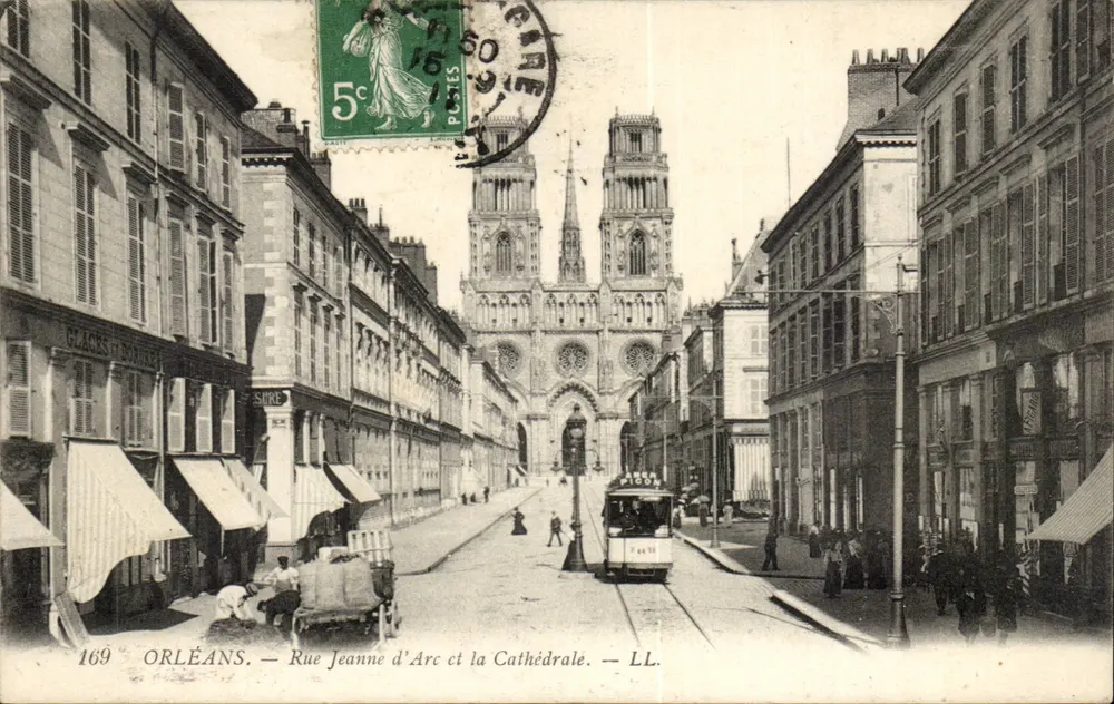 Orléans – Rue Jeanne d'Arc und die Kathedrale – LL. - Vorderseite