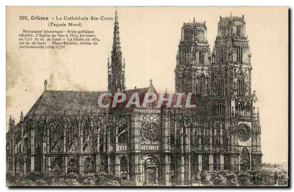 Orléans - A Catedral Ste-Croix (Fachada Norte) — editor Lanormand, n° 302 - Frente