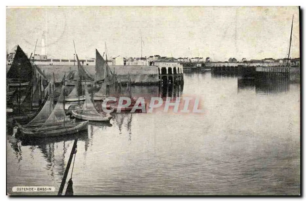 Ostend — Bassin — Ansicht des Hafens mit Segelbooten — Verlag VO-DW ANVERS - Vorderseite