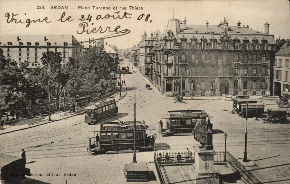 Sedan — Place Turenne und rue Thiers — Verlag Vrigne, Nr. 223 - Vorderseite