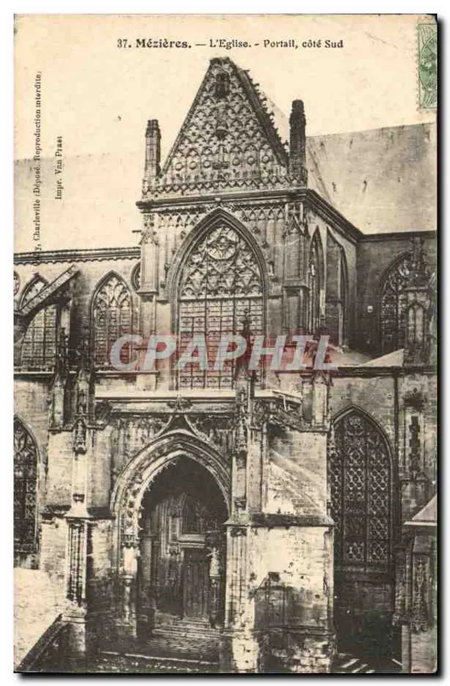 Mézières — Die Kirche — Portal, Südseite — Impr. Van Frass - Vorderseite