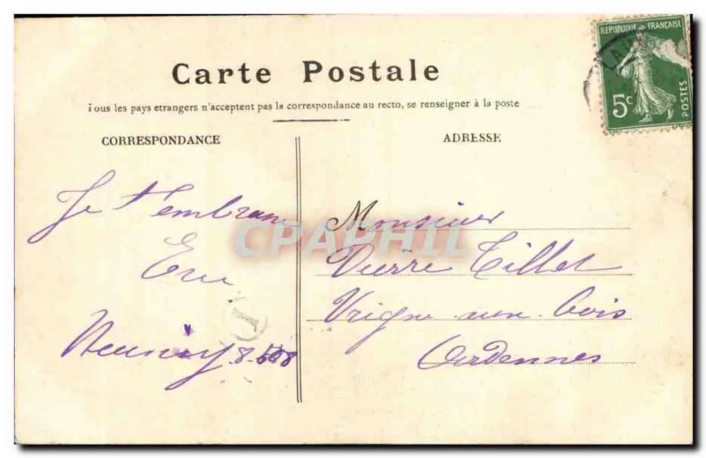 Neuvizy (Ardennes) — Station im Wald — Das Kalvarium — J. Winling, Verlag, Charleville - Rückseite
