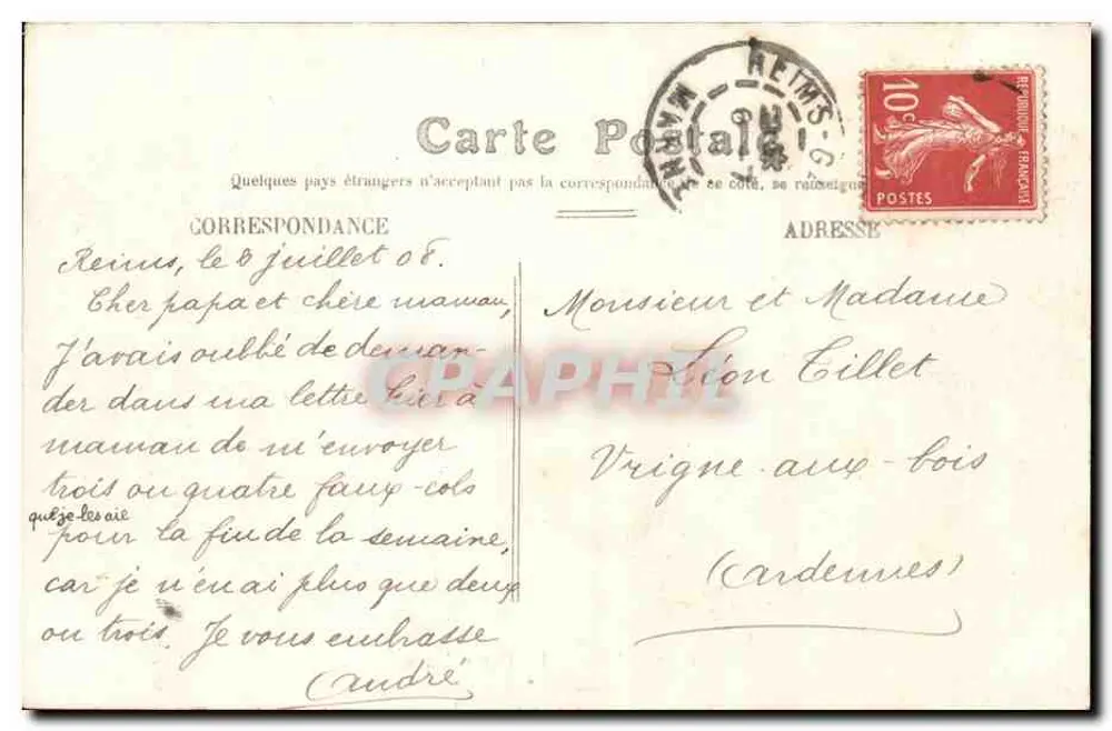 Reims — A Porta Marte — André - Verso