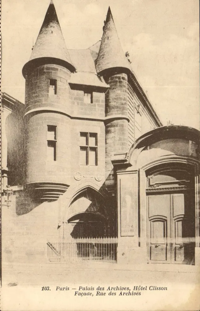 Paris — Palais des Archives, Hôtel Clisson — Fassade, Rue des Archives - Vorderseite