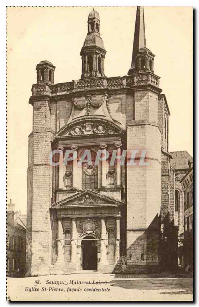 Saumur, Maine-et-Loire — Igreja de São Pedro, fachada ocidental — n°48 - Frente