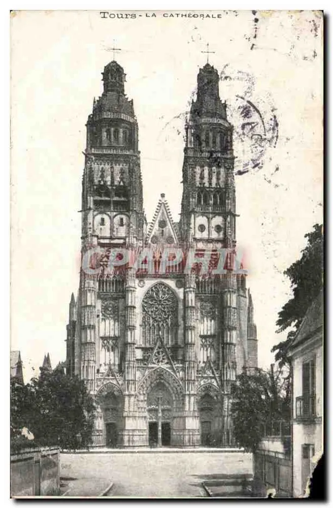 Tours - A Catedral — vista da fachada gótica — editor desconhecido - Frente