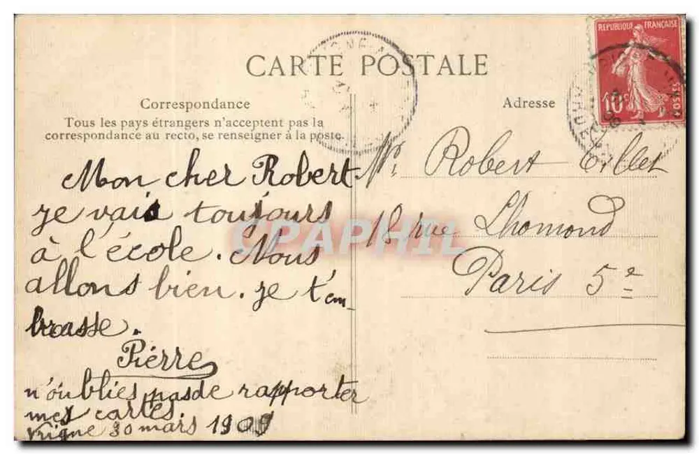 PARIS — De Boulevards, gezien vanaf de Madeleine — Uitgever B. J. n° 477 - Achterkant