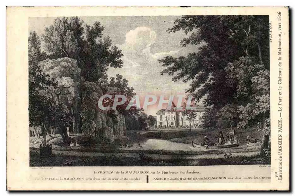 Schloss Malmaison — von innen aus den Gärten gesehen — Verlag Paris, Nr. 201 - Vorderseite