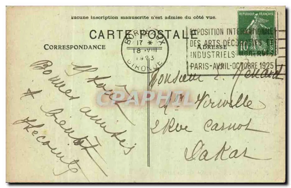 Bordeaux - A Rue Ste-Catherine — vista de comércios e pedestres — editor H. Joffre, n°23 - Verso