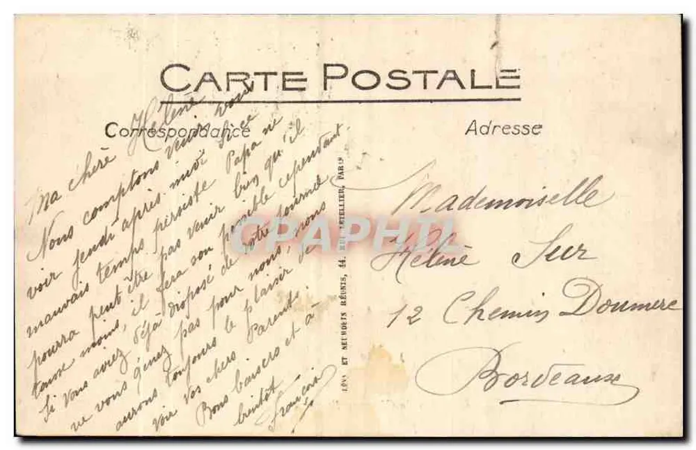 Bordeaux - Ansicht des Cours du Chapeau Rouge — LL, n°21 - Rückseite