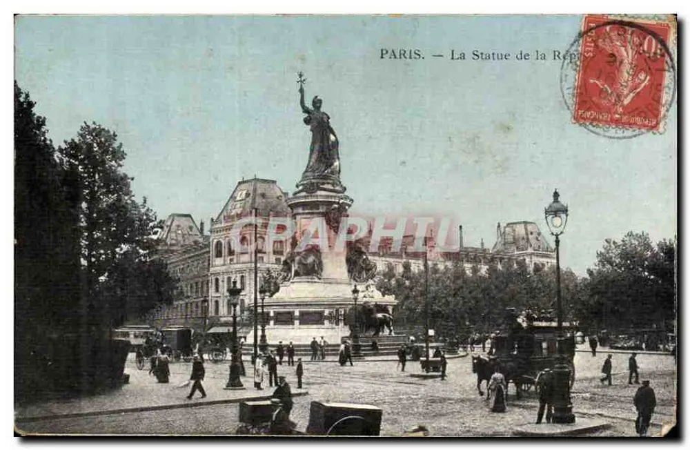 Paris — Ansicht der Statue der Republik — Verleger: Paris (Seriennummer nicht lesbar) - Vorderseite