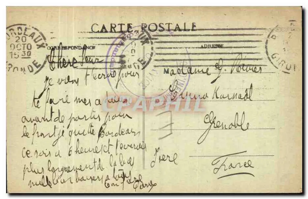 Bordeaux — Hôtel-Restaurant du Printemps — L. Guiller, 83 rue de Pressac - Rückseite
