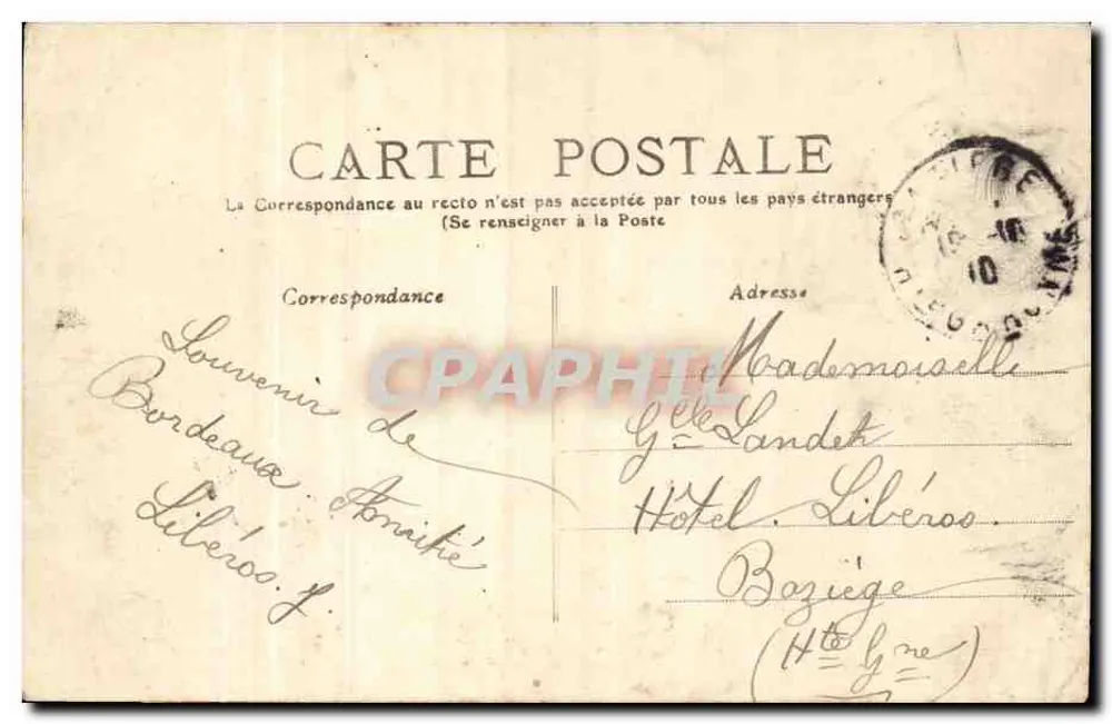 Bordeaux - Gare d'Orléans — Blick auf das Gebäude mit Personen und Pferd — unbekannter Verlag, Nr. 18 - Rückseite