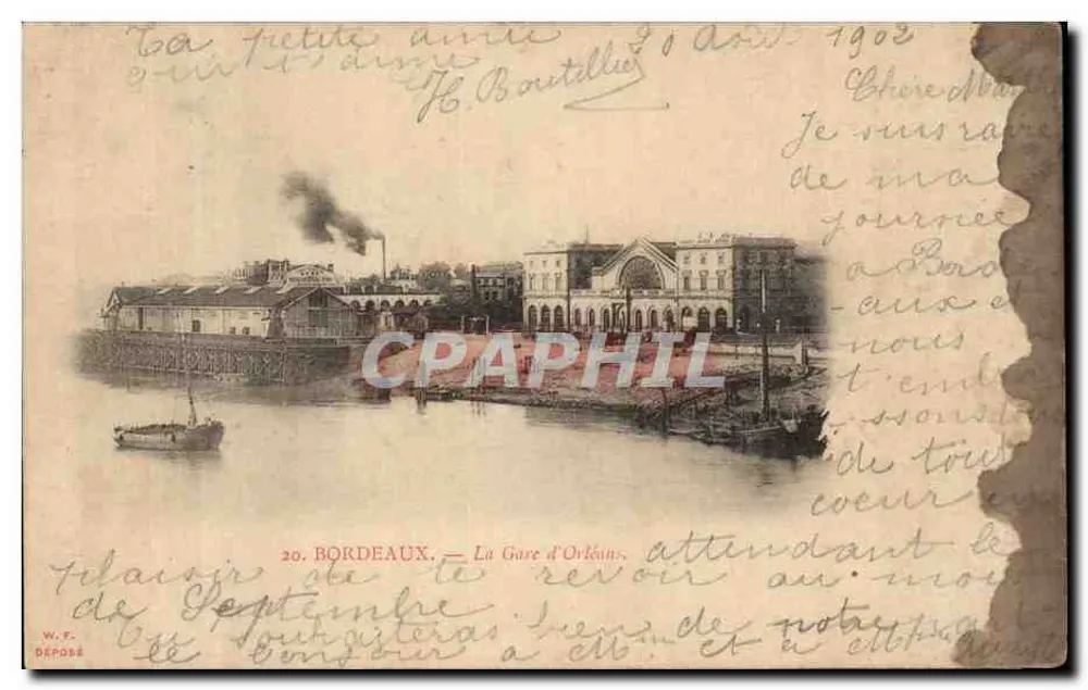 Bordeaux — De Station Orléans, uitzicht vanaf de rivier — W.F. Ingeleverd - Voorkant