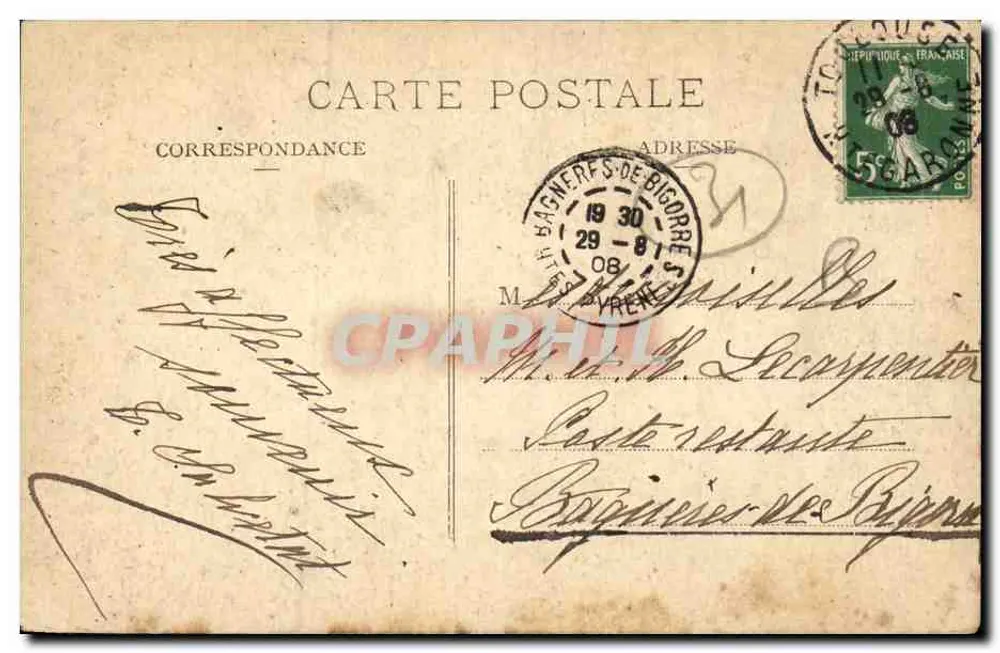 Bagnères-de-Luchon — Igreja e Colina de Cazarilh — A. Villatto, Tarbes - Verso