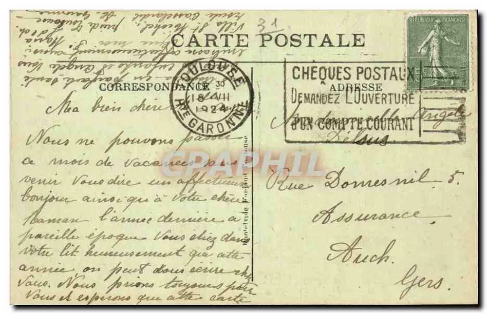 Toulouse — Jardim do Museu — editor desconhecido, n°5 - Verso
