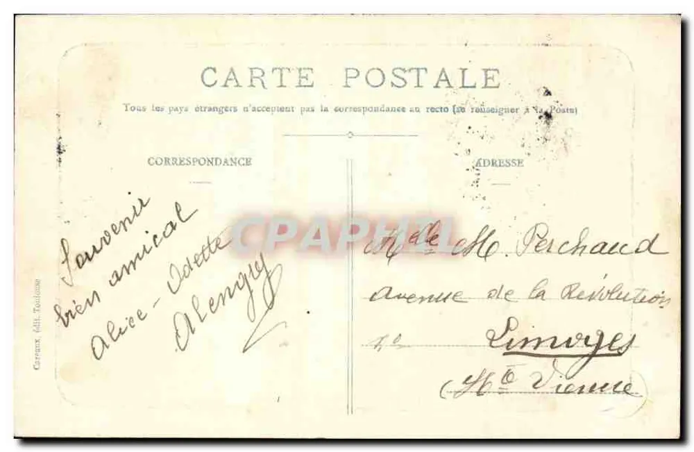 Toulouse - Jardin Royal — Carte postale éditée par Carnaux - Verso