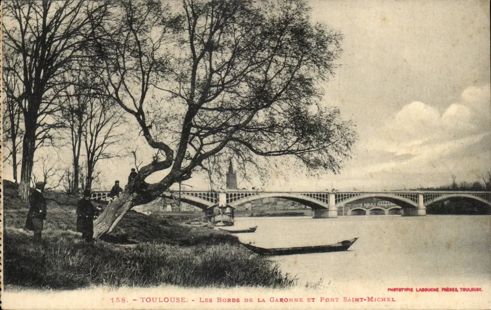 Toulouse - Die Ufer der Garonne und Pont Saint-Michel — Phototypie Labouche Frères, Toulouse, Nr. 158 - Vorderseite