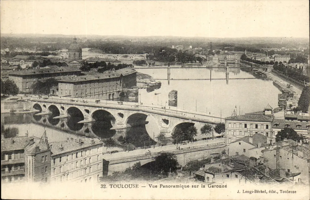 Toulouse — Panoramablick über die Garonne — J. Longi-Béchel, Verleger, Toulouse - Vorderseite