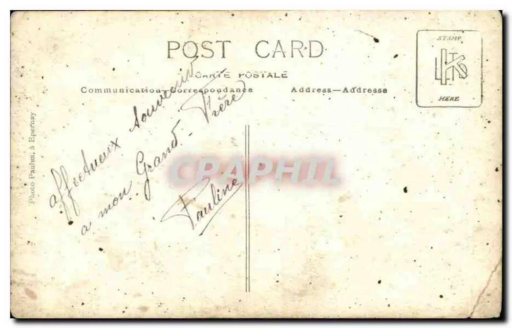 Frau in Schwarz — Studio mit Blumendekor — Foto Paulin, A. Epernay - Rückseite