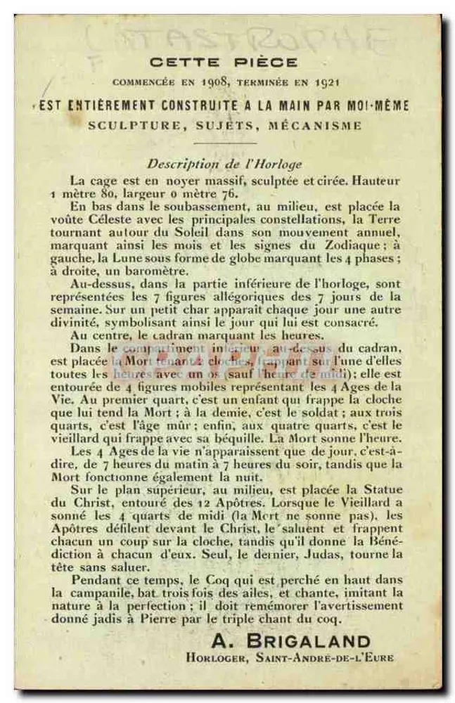 Relógio astronômico gótico — escultura e mecanismo — A. Brigaland, Saint-André-de-l'Eure - Verso