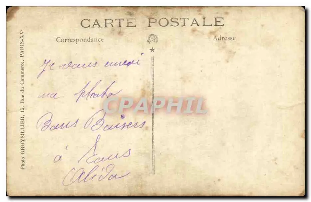 Frau im eleganten Kleid — Fotostudio — Photo GROYSILLIER, Paris - Rückseite
