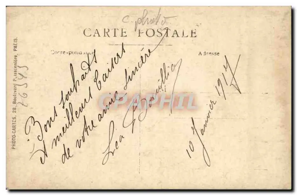 Junge Frau in Pelzjacke — Paris — Photo-Cartes, 28 Boulevard P. Jescannière - Rückseite