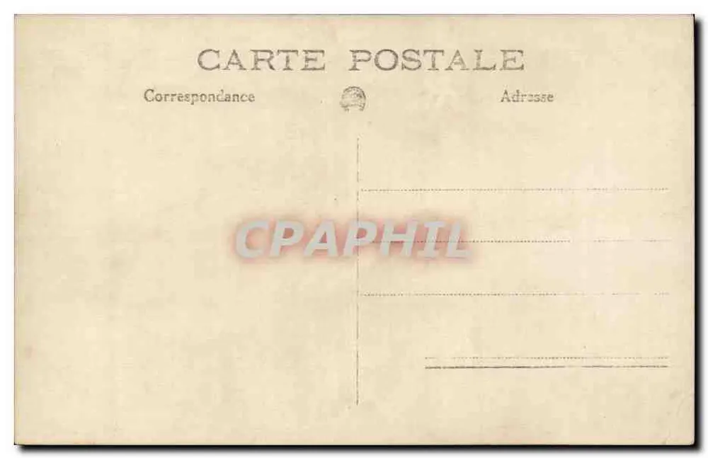 Homem e criança perto de um carro — diante de uma grade com letreiro 'LES FACQUETTES' — carta postal não editada - Verso