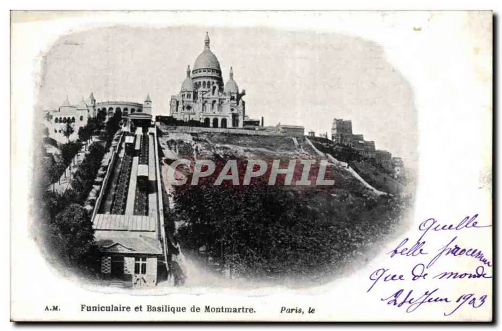 Funicular und Basilika von Montmartre — Paris — A.M.-Nummer nicht sichtbar - Vorderseite