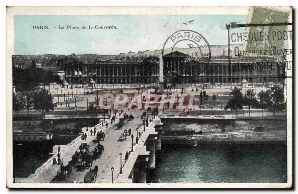 Paris — A Place de la Concorde — editor desconhecido, número de série não visível - Frente