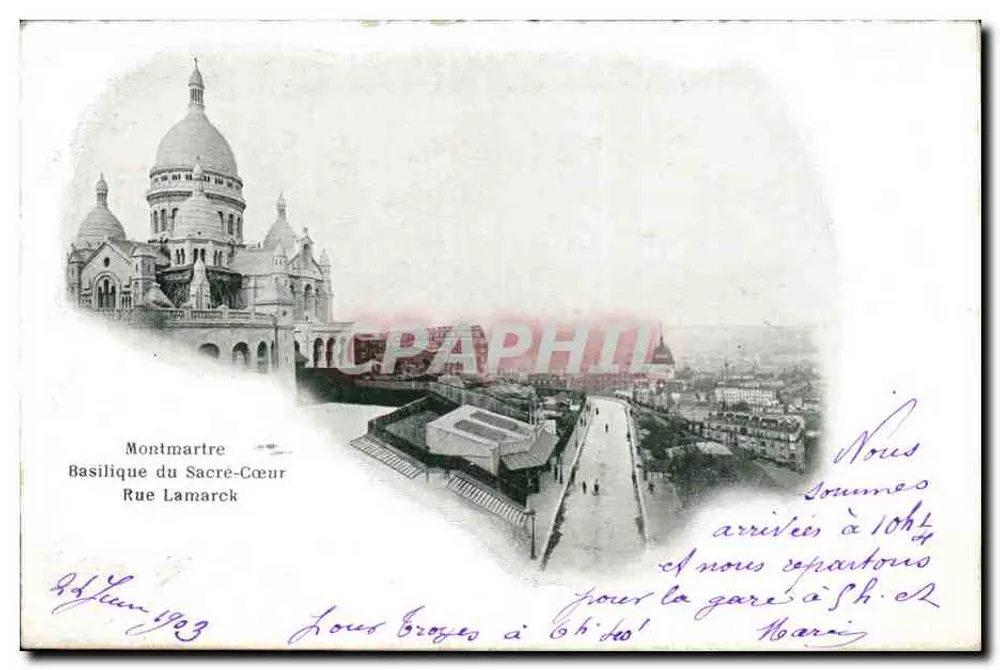 Montmartre — Basilika des Heiligen Herzens — Straße Lamarck - Vorderseite
