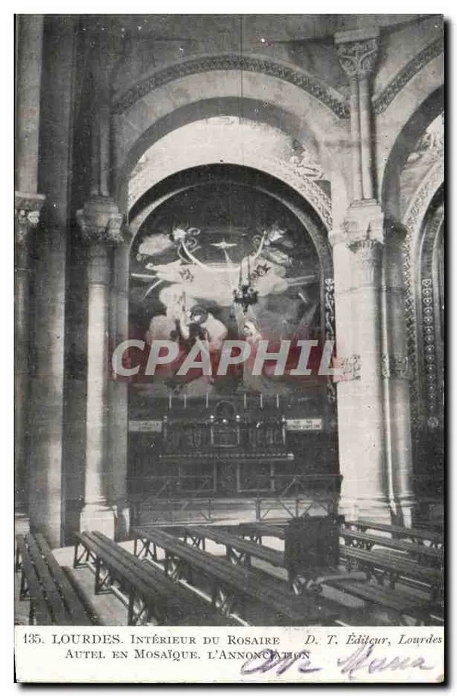 Lourdes. Innenansicht des Rosenkranzes — Mosaikaltar, Die Verkündigung — Verlag D. T., Lourdes - Vorderseite