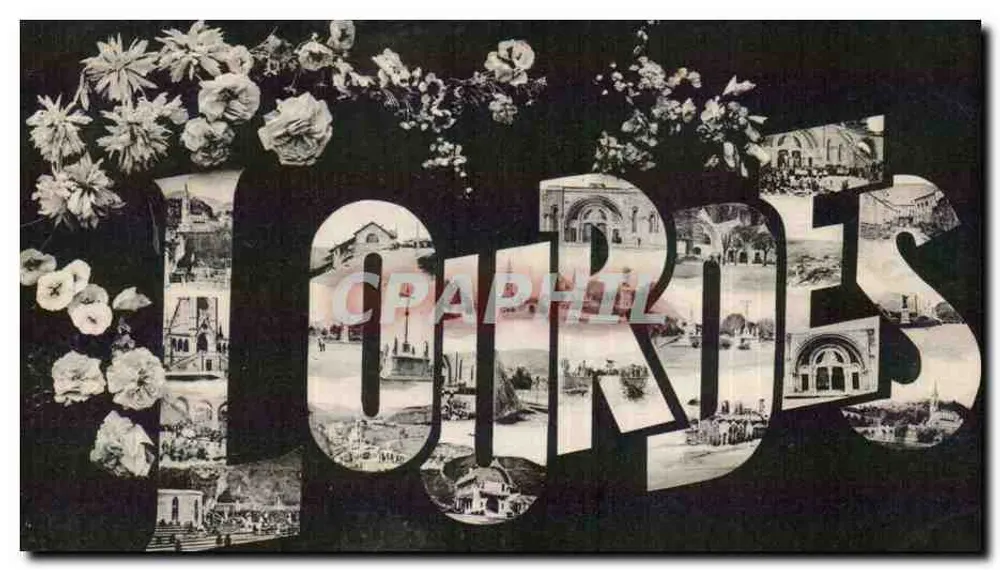 FORDRES — Carte postal artística com letras decoradas com fotos de locais - Frente