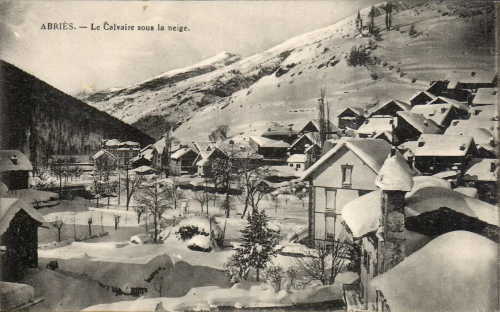 Abriès — O Calvário sob a neve. - Frente