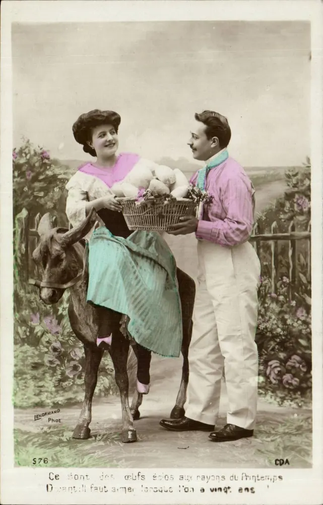Casal jovem com jumento — cena de primavera — DENDORMAND Fot. n°576 - Frente