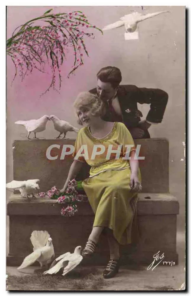Junges Paar mit Tauben — Studio-Szene — Jos, n° 1777/3 - Vorderseite