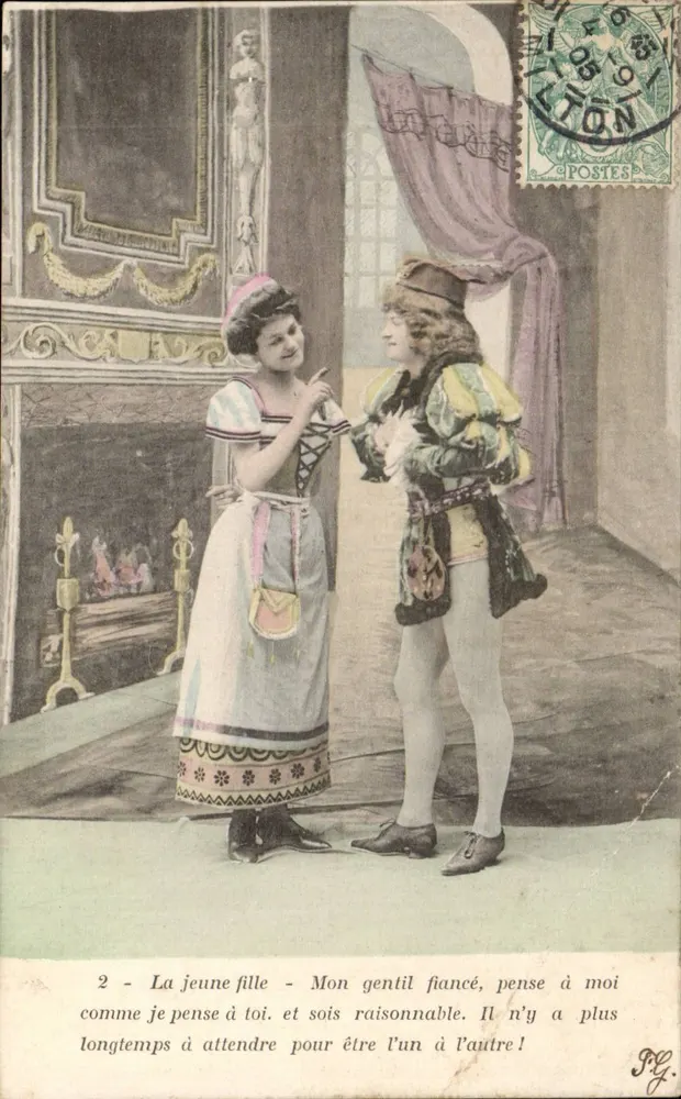 Junge Frau und Gentleman — Theater-Szene — Verlag P.G. - Vorderseite