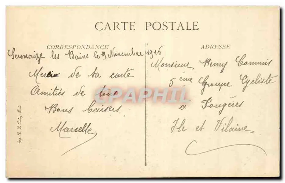 Sermazie-les-Bains — Entrée par la Rue de Vitry — A. Tronchier, éditeur, n°50 - Rückseite